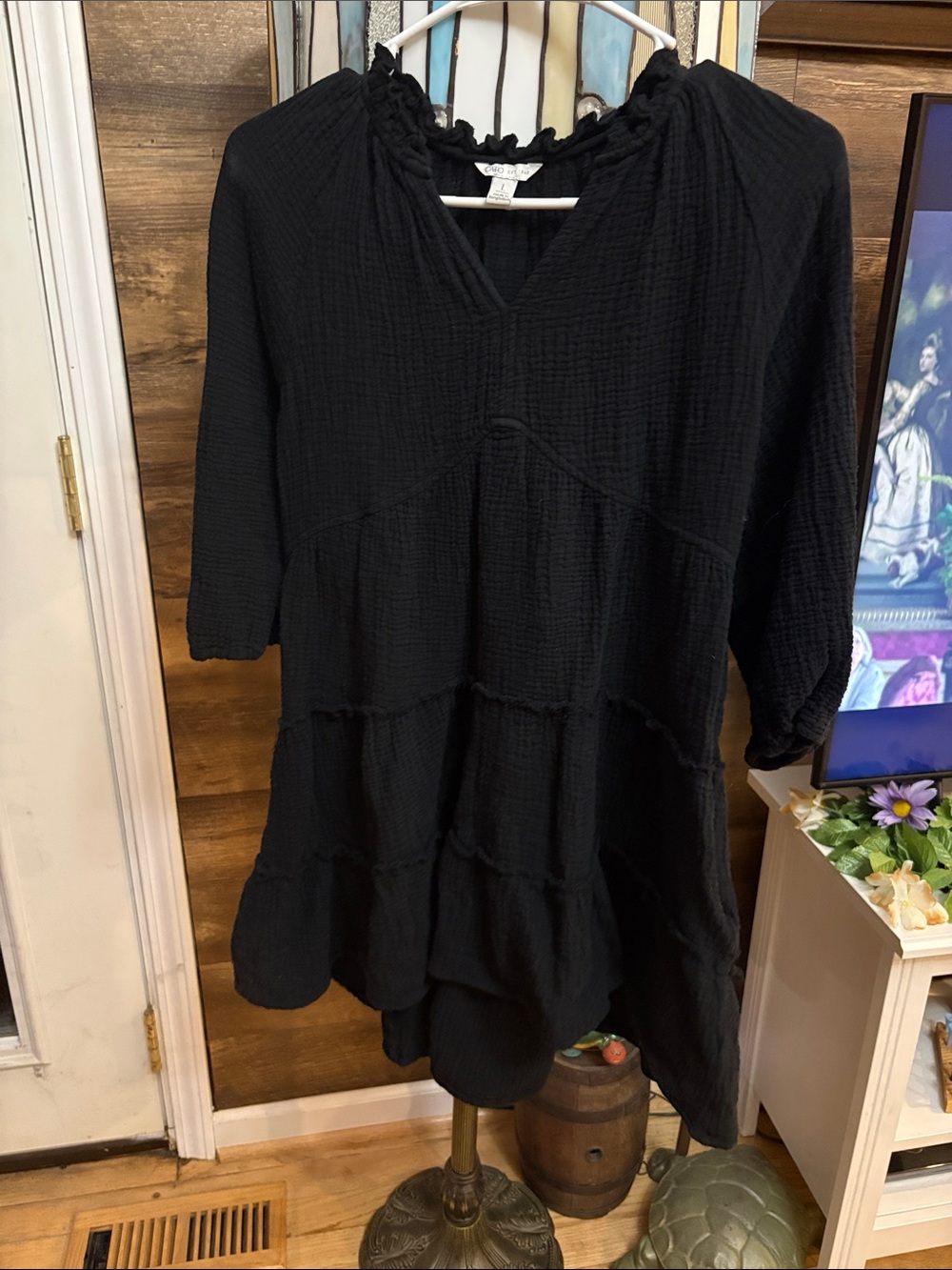 Black Tiered V-Neck Women's tunic/dress